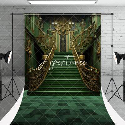 Gradient Green Step Architecture Hall Sweep Backdrop - Aperturee
