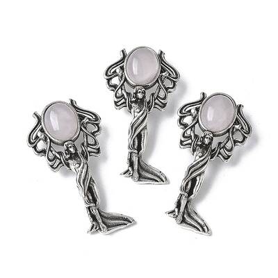 Angel Brass Natural Rose Quartz Pendants