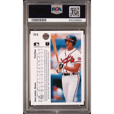 Dave Justice PSA 1990 Upper Deck #711 9 93226894