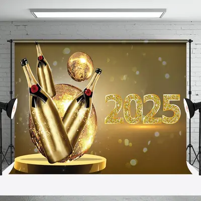 Aperturee Celebratory 2025 New Year Bowling Ribbon Backdrop