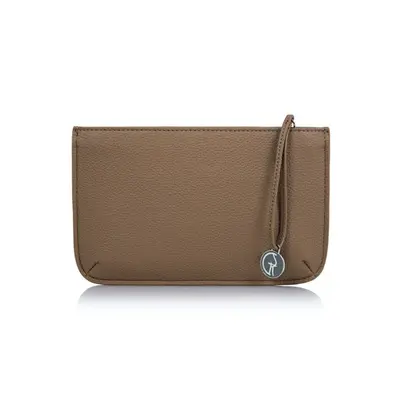 Vegan Leather Multi-Function Clutch In Beige