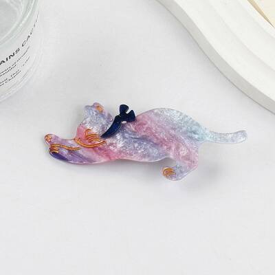 Cute Glitter Cat Cellulose Acetate Alligator Hair Clips