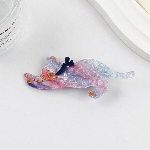 Cute Glitter Cat Cellulose Acetate Alligator Hair Clips