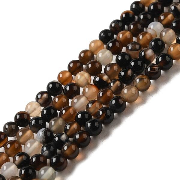Dyed & Heated Black Agate Round Bead Strands