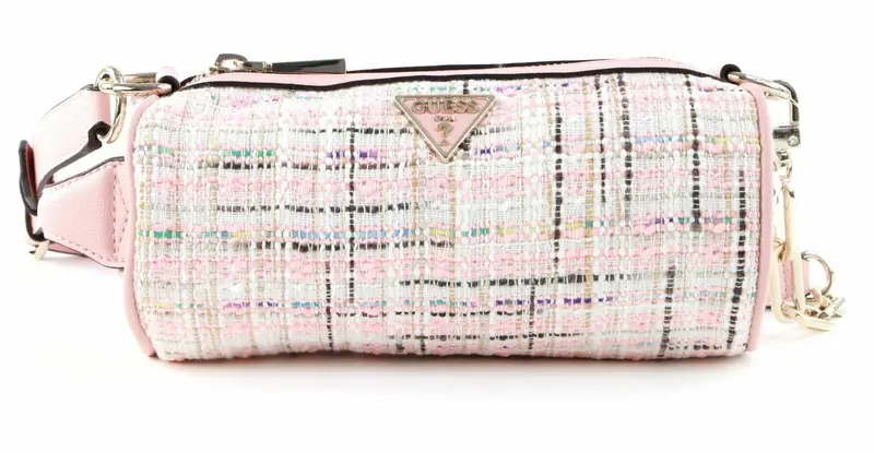 Guess, Manhattan, Polyester, Shoulder Bag, Fabric Shoulder Bag, Pink Tweed, Women's