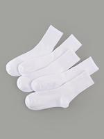 Men's 5 Pairs Solid Mid-calf Socks, Ribbed Knit Crew Socks, Comfortable Breathable White Socks, Multipack Basics Socks for Me...