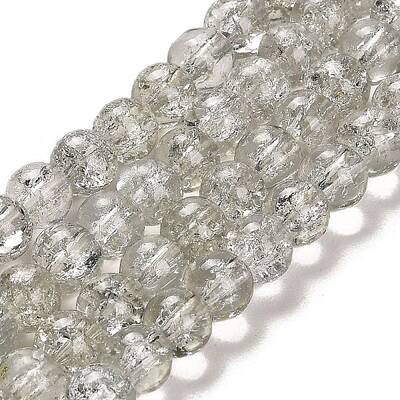 Baking Painted Transparent Crackle Glass Round Bead Strands
