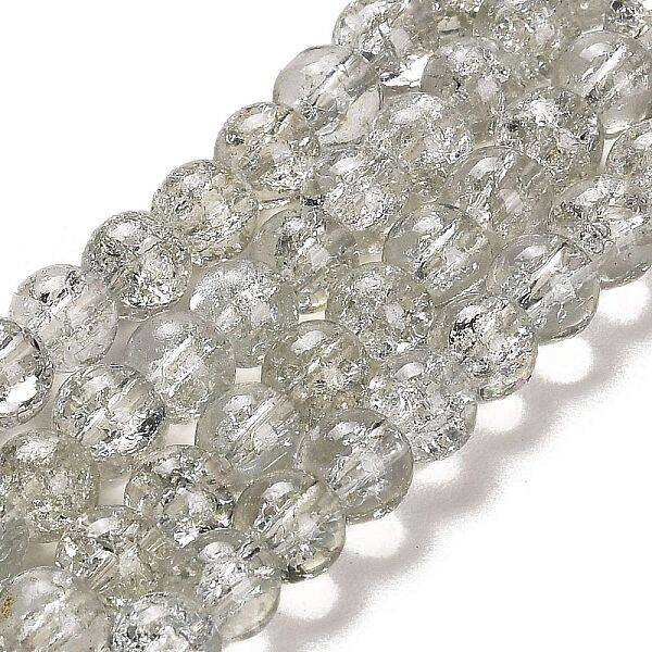 Baking Painted Transparent Crackle Glass Round Bead Strands