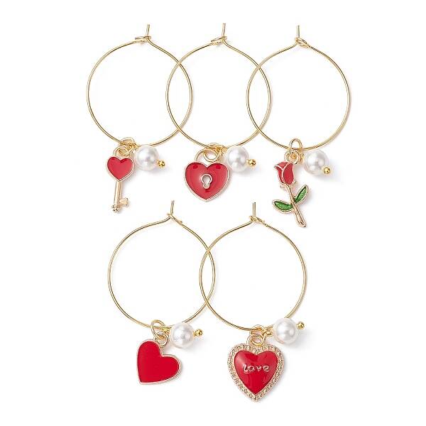 Valentine's Day Alloy Enamel Wine Glass Charms