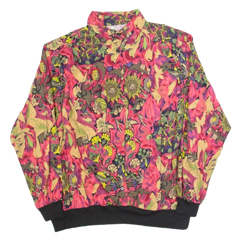 Womens Printed Shirt Pink Collared Long Sleeve Floral M