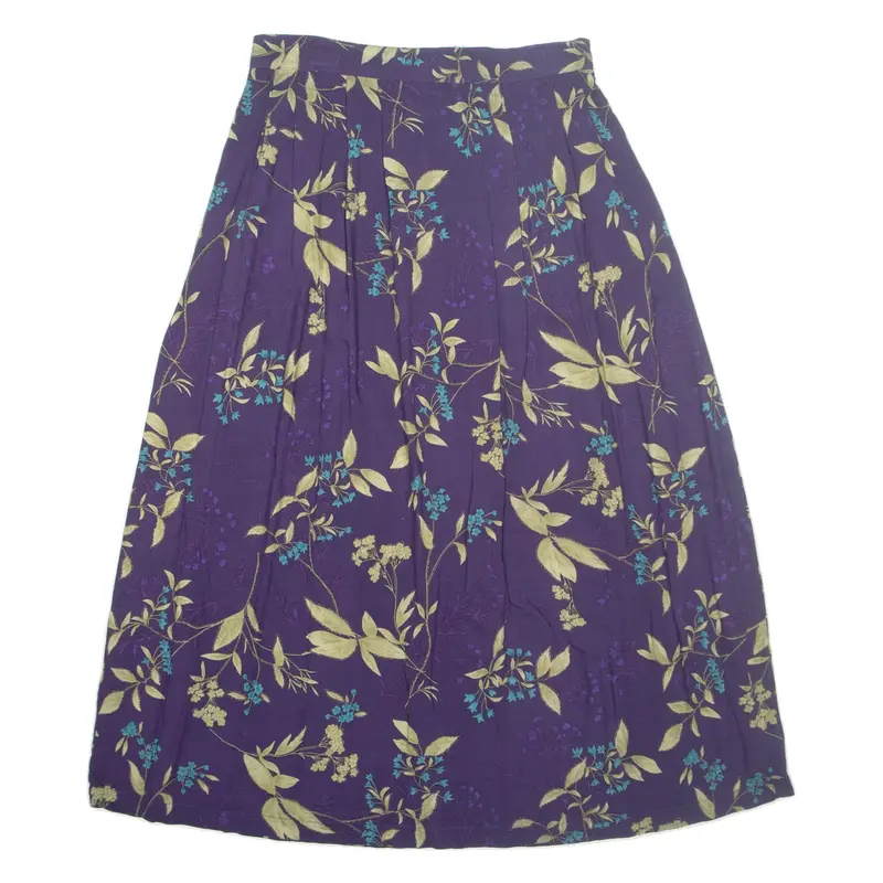 SAG HARBOR Womens A-Line Skirt Purple Midi Floral M