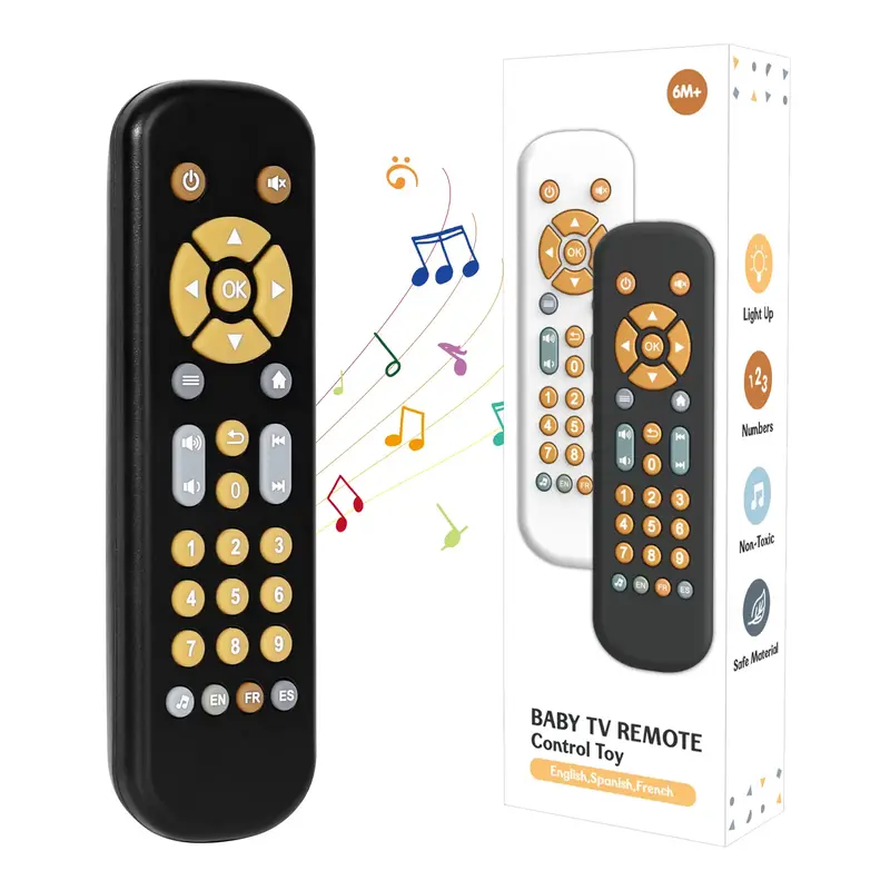 Orzbow Baby Remote Control Toy for 6 Months+ with Music, TV Remote Toy with Realistic Light and Sound - English, French and S...