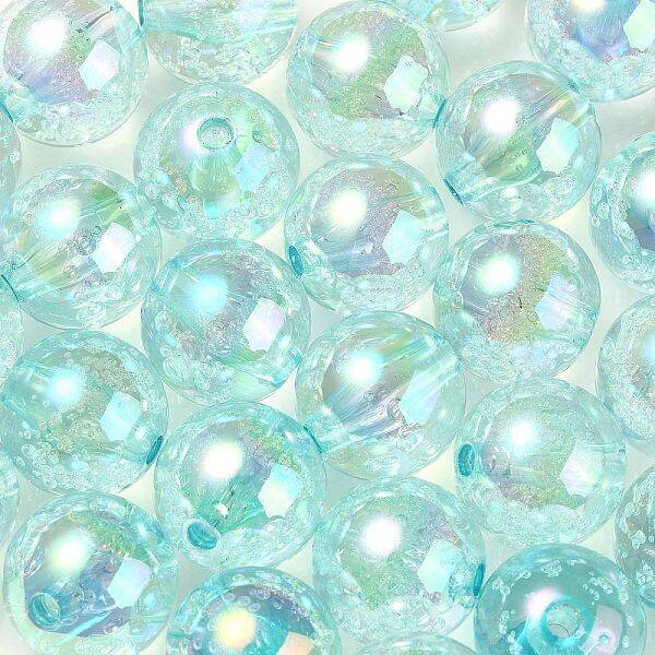 UV Plating Transparent Rainbow Iridescent Acrylic Beads