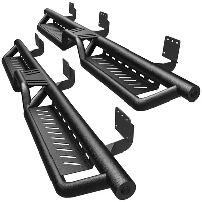 Running Boards & Side Steps Compatible with 2019-2025 Dodge Ram 1500 Crew Cab, Black Powder Coated Nerf Bar with Two-Stair fo...