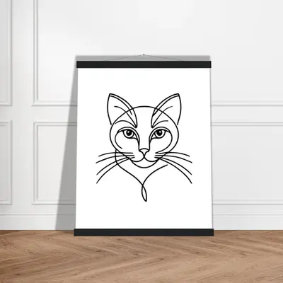 Cat's Gaze - Contemporary Line Art Poster