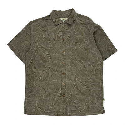 Island Shores Hawaiian Shirt - Medium Grey Silk