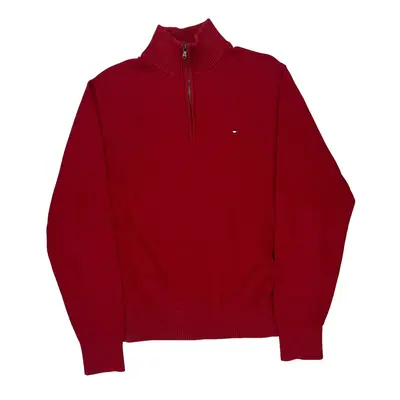 Tommy Hilfiger 1/4 Zip - XL Red Cotton Blend
