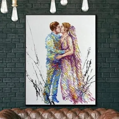 Newlyweds Abstract Artwork Large Wedding Couple Painting Newlyweds Oil Painting Original Wedding Painting Oil Artwork |  WEDD...