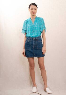 Denim Skirt 11039 Bleu | Color: BLEU | Size: S