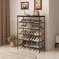 4 Tier 5 Tier 6 Tier Shoe Rack Organizer for Closet Entryway Free Standing Metal Storage Shoe Shelf with MDF Top Board Furnit...