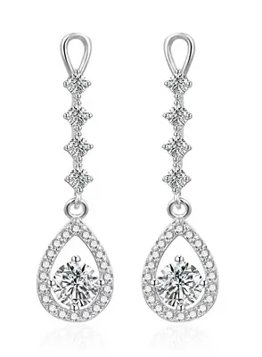 Agato Silver Drop Earrings with Zirconia AGT-E114PW