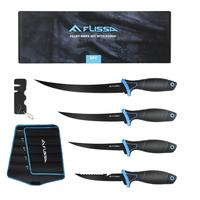 FLISSA Fillet Knife Set, Boning Knife & Bait Knives with Sharpener, Protective Sheath, Belt Clip, Non-Slip Handle, Portable P...