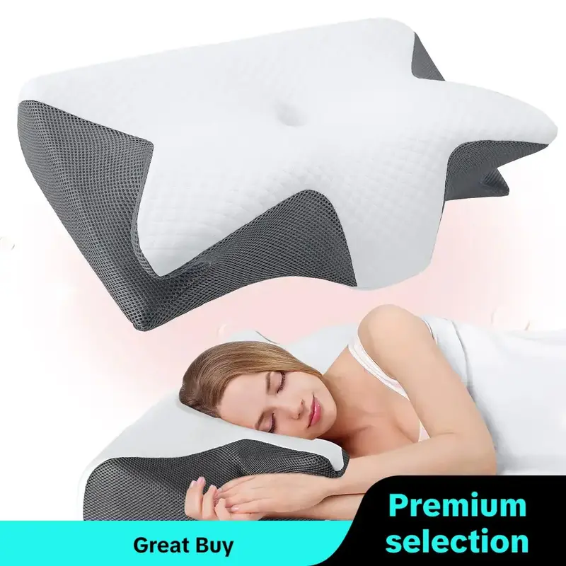 Memory Foam Neck Pillow, 1 Count Soft & Comfortable Neck Pillow, Sleeping Pillow for Side Sleepers, Back Sleepers, Stomach Sl...