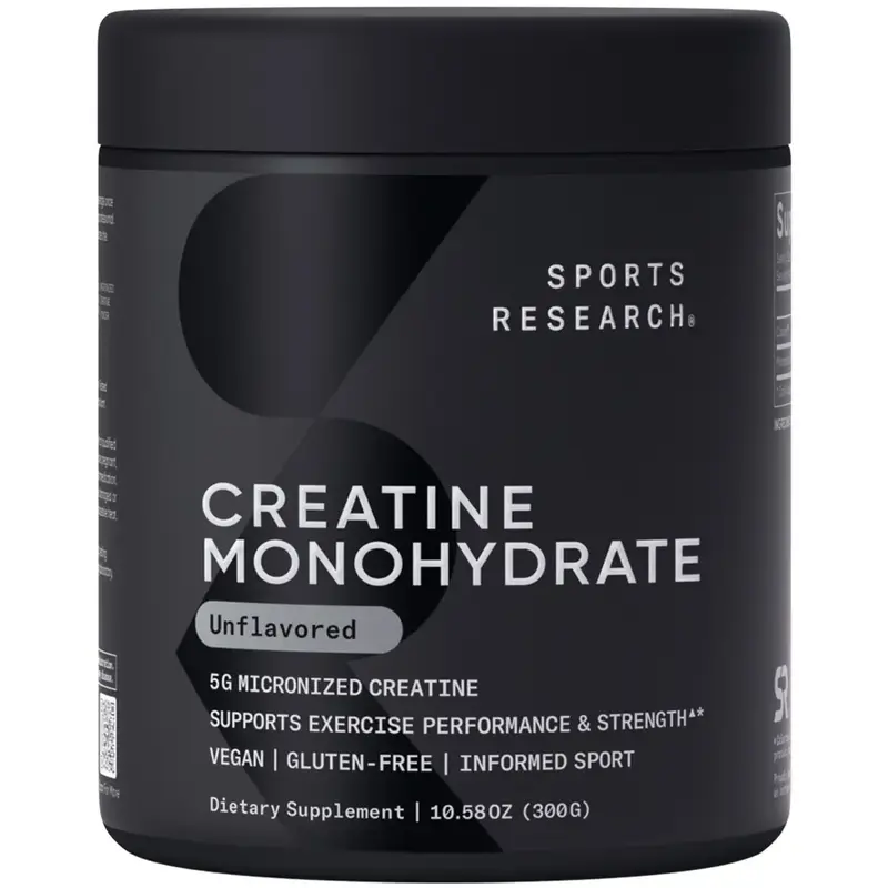 Sports Research Creatine Monohydrate - 5 g Micronized Powder Per Scoop - Informed Sport Tested for Banned Substances - 60 Ser...