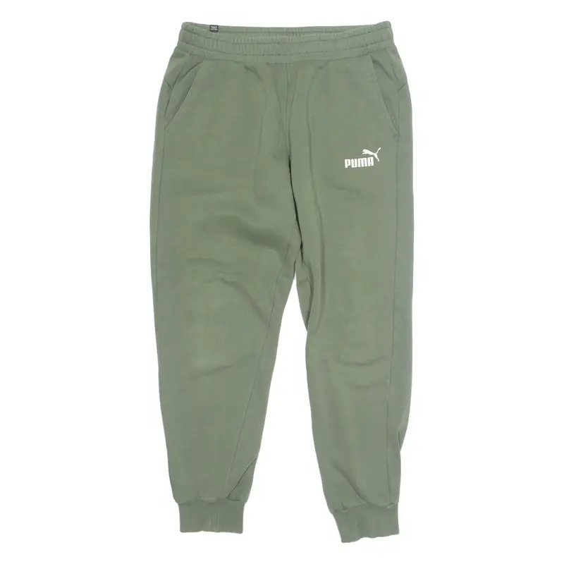 PUMA Mens Joggers Green Tapered L W32 L30