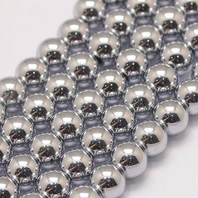 Grade AA Magnetic Synthetic Hematite Bead Strands