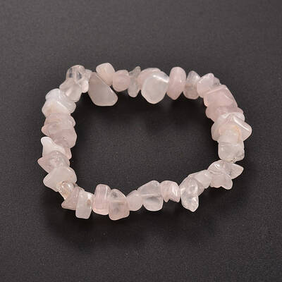 Chips Natural Rose Quartz Beaded Stretch Bracelets