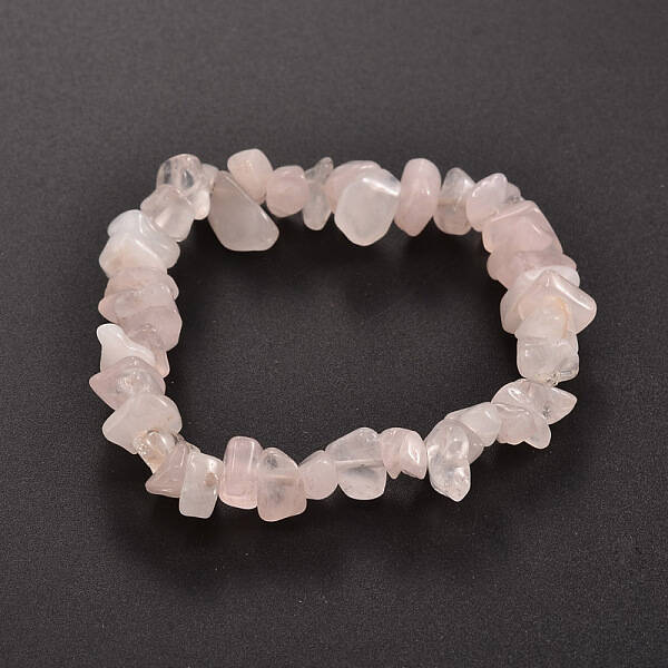 Chips Natural Rose Quartz Beaded Stretch Bracelets