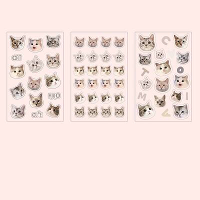 3 Sheets PVC Waterproof Decorative Kitten Stickers