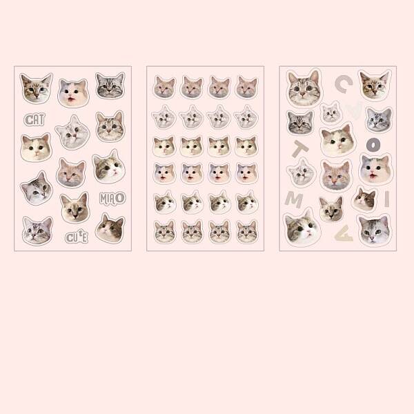 3 Sheets PVC Waterproof Decorative Kitten Stickers