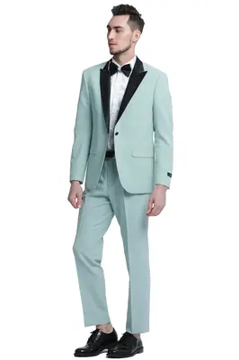 Mint Green Men's Wedding & Prom Tuxedo with One Button Peak Lapel