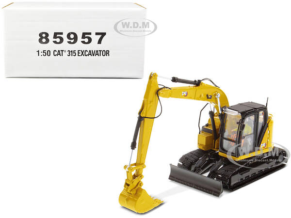CAT Caterpillar 315 Track Type Hydraulic Excavator Yellow with Operator High Line Series 1/50 Diecast Model by Diecast Master...
