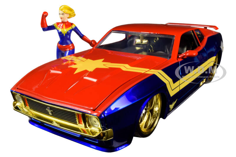 1973 Ford Mustang Mach 1 with Captain Marvel Diecast Figurine \