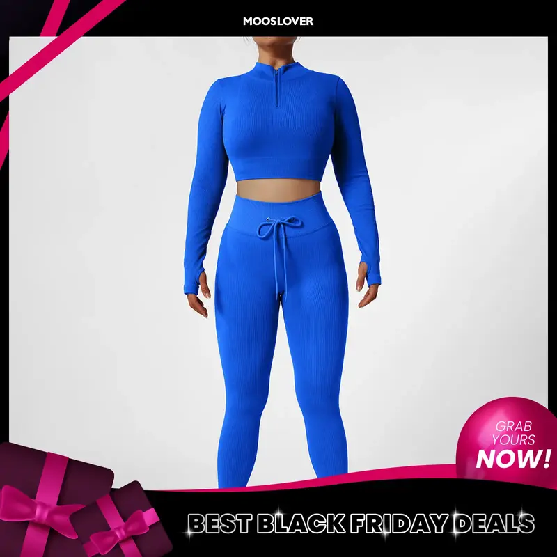 Mooslover Streamline Ribbed Seamless Yoga Sets