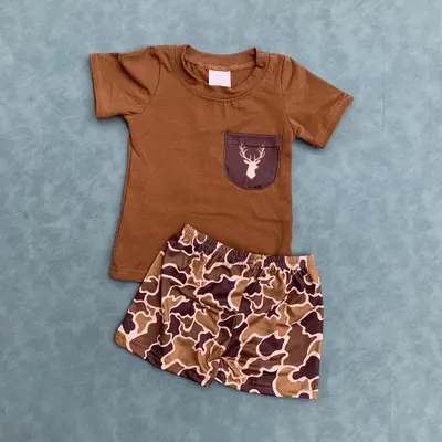 Deer pocket camo shorts kids boy summer outfits