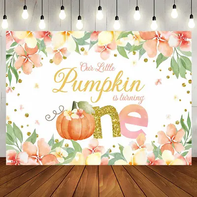 Cute Pumpkin Is Turning One Floral Birthday Backdrop