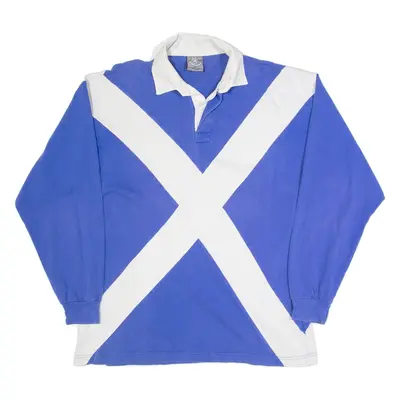 GOLD BROS Scotland Mens Polo Shirt Blue Long Sleeve XL