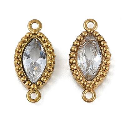 Ion Plating(IP) 304 Stainless Steel Cubic Zirconia Horse Eye Links Connector Charms