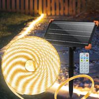 echosari Solar LED Strip Lights Outdoor | Solar + DC Charging | IP65 Waterproof, Auto On/Off with Timer & Remote, 8 Modes, Fl...