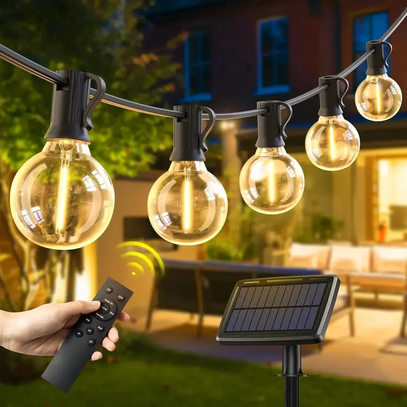 Quntis 56FT/106FT Solar Powered Outdoor String Lights, Waterproof & Shatterproof LED Bulbs for Garden, Home & Backyard Balcon...