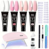 Poly Gel Extension Set with Uv Lamp, 4 Color Poly Gel & Tools, Professional Nail Art Kit for Women, Poly Gel Nail Kit Complet...