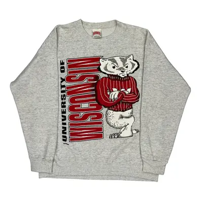 Made In Usa Wisconsin Badgers Nutmeg Ncaa Sweatshirt - Large Grey Cotton
