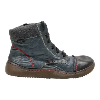 RIEKER Lace-Up Boots Blue Leather Mens UK 6.5