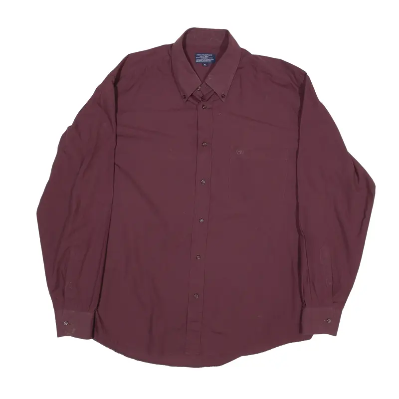 ASCOT SPORT Plain Shirt Red Long Sleeve Mens XL