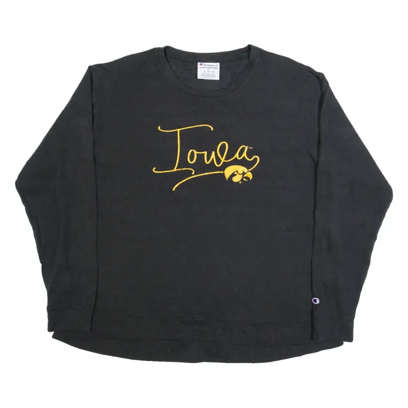 CHAMPION Iowa Hawkeyes Mens T-Shirt Black Long Sleeve USA L