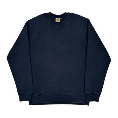 Carhartt Sweatshirt - Large Navy Cotton Blend